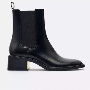 Zara Black Ankle Booties with Gold Accent